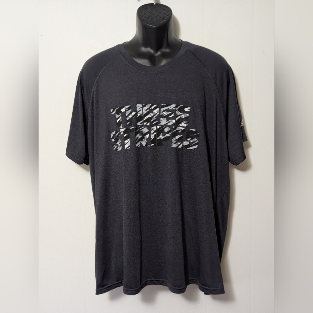 Men's Adidas Refresh Black "Three Stripes" Graphic T-Shirt Size XXL